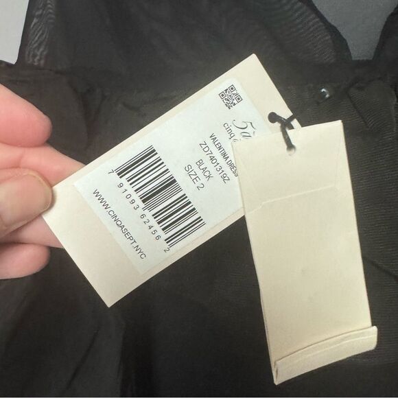 Cinq a Sept Valentina Black Ruffle Dress black size 2 tiered sleeve mini dress - Picture 5 of 9